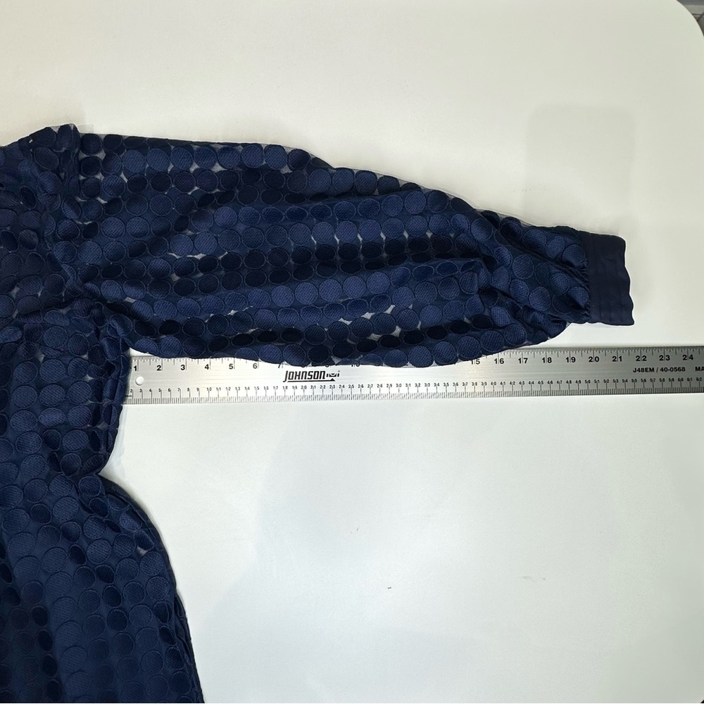 Trina Turk Blue Bianca Oversized Blouse w/Cuffs & Mandarin Collar.  XL, EUC! - Picture 8 of 11